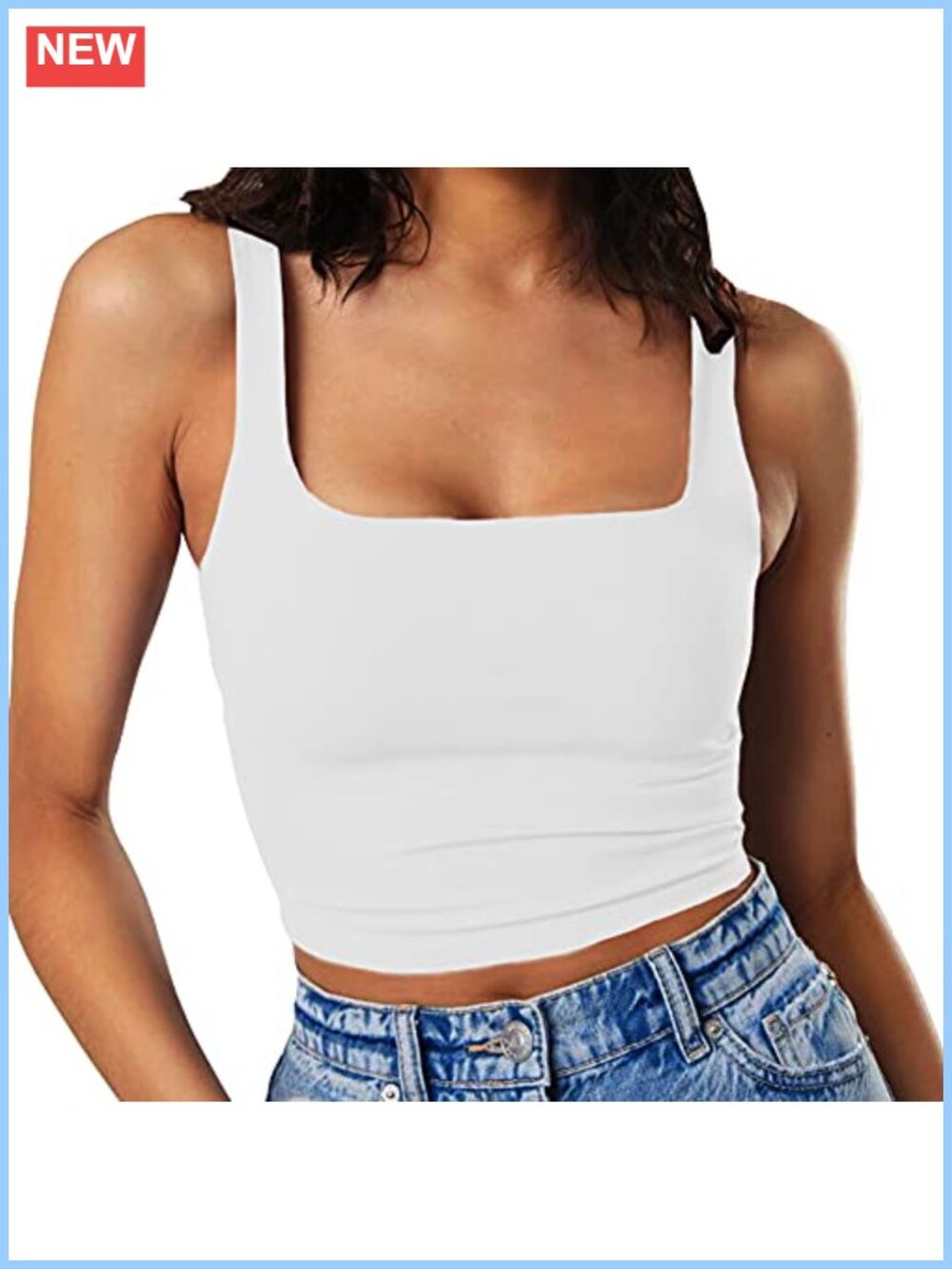 Sleeveless Square Neck Double Layer Crop Tank Top Workout Sports Yoga